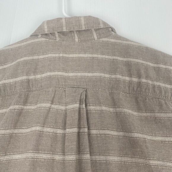 Eddie Bauer Shirt Mens Size XL Beige White Striped Linen Blend Button Up Outdoor - Picture 5 of 16